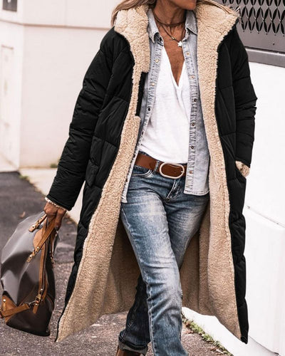 ANNIE - Cappotto lungo reversibile foderato di pelliccia