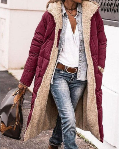 ANNIE - Cappotto lungo reversibile foderato di pelliccia