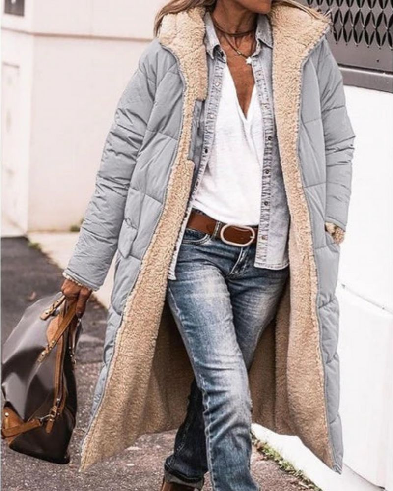 ANNIE - Cappotto lungo reversibile foderato di pelliccia