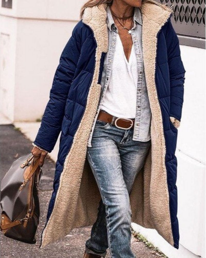 ANNIE - Cappotto lungo reversibile foderato di pelliccia