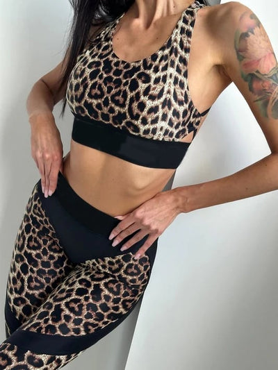 Leggings sexy con motivo leopardato che scolpiscono l'anca