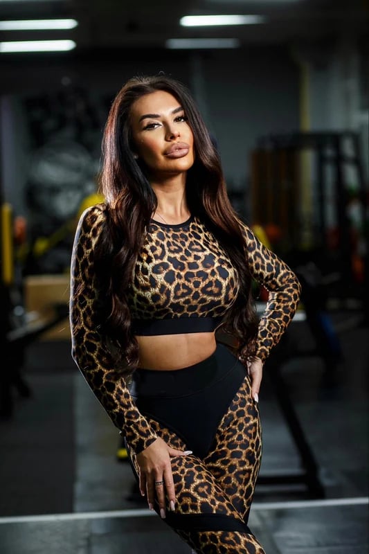 Leggings sexy con motivo leopardato che scolpiscono l'anca