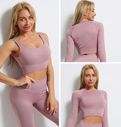 GymSet 3 PieceS Performance Pro Leggins + Top + Manica lunga