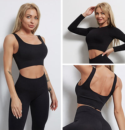 GymSet 3 PieceS Performance Pro Leggins + Top + Manica lunga